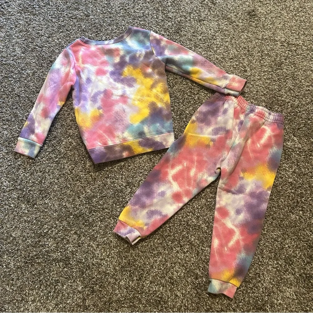 Garanimals 3T toddler girls pink purple tie dye sweat set matching sweatshirt